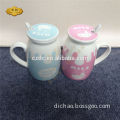 hot new products for 2015 cheap ceramic milk cup with lid and spoon